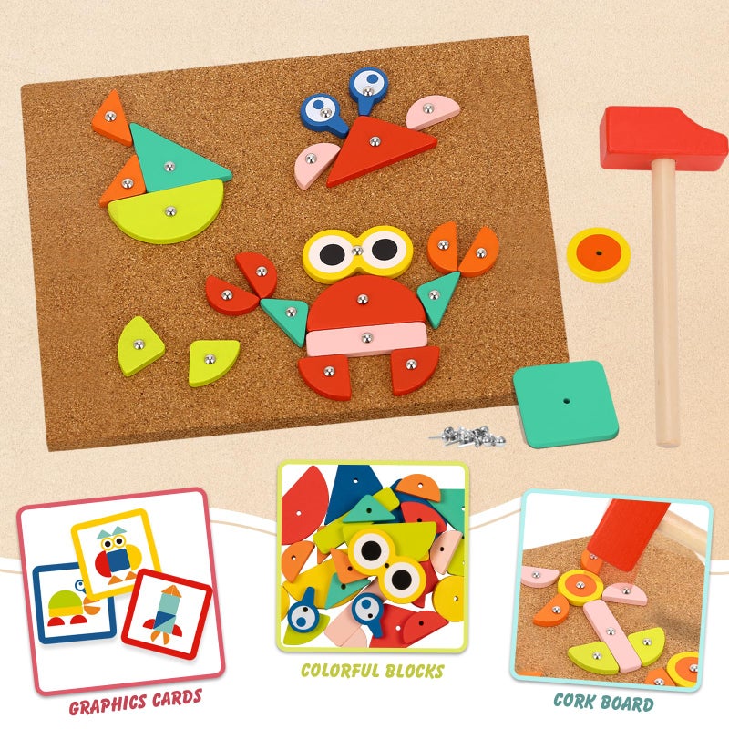 TOOKYLAND Fine Motor Toys لعبة المطرقة والأظافر هي ألعاب مونتيسوري التي تمارس مهارات الأطفال العملية وتطور خيالهم للأطفال - Image 5